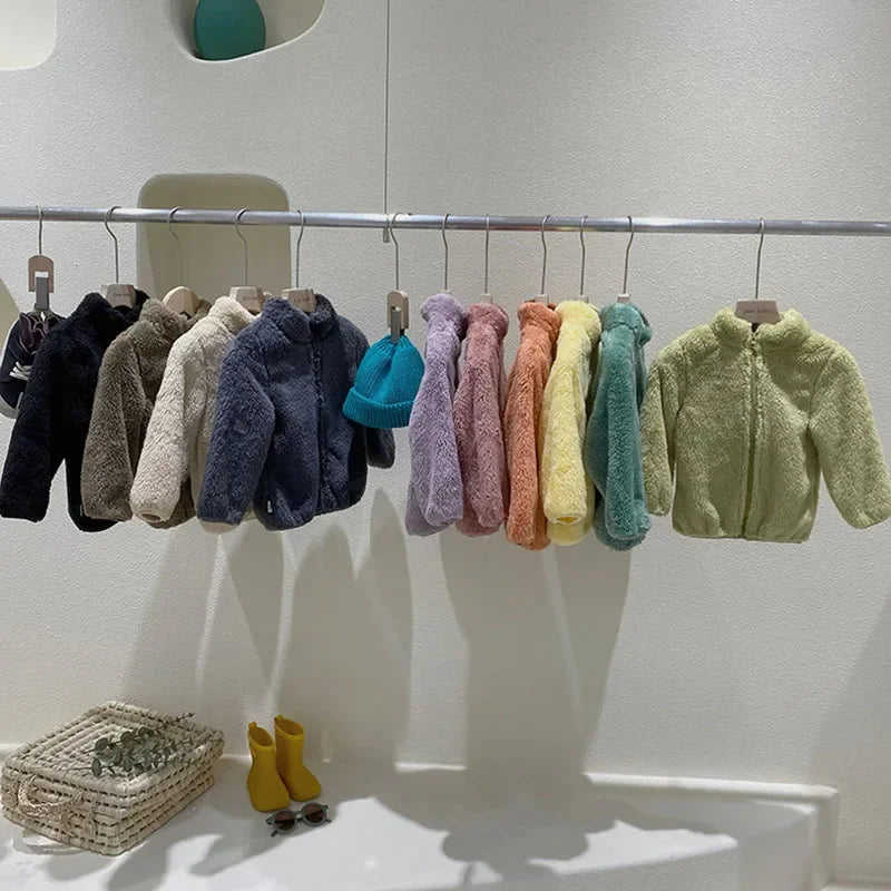 Kids Winter Coat – Warm Fleece Jacket by UpTrend Deals, pastel fleece jackets on display on Tampa Home & Garden Store