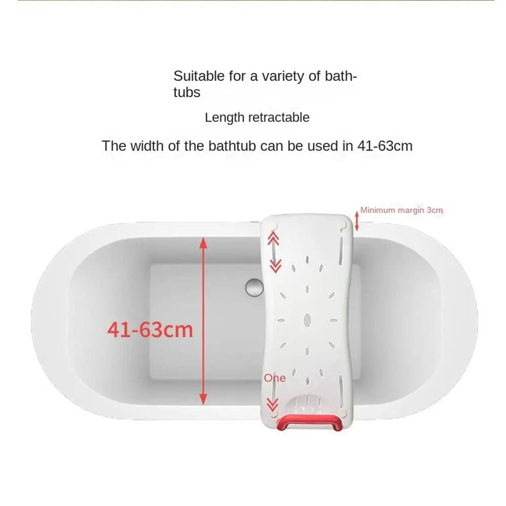 Adjustable bathtub shower board, white non-slip bath seat with red handle fits 41–63 cm tubs on Tampa Home & Garden Store