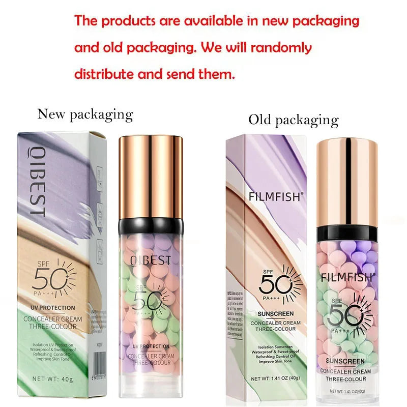 Face makeup primer Silcy Skin tri-color cream concealer SPF 50 in new packaging bottle with beads on Tampa Home & Garden Store
