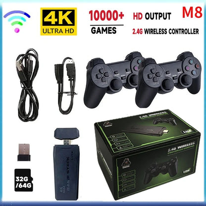 M8 Wireless Game Stick 64GB retro console with 3 black controllers by UpTrend Deals on Tampa Home & Garden Store