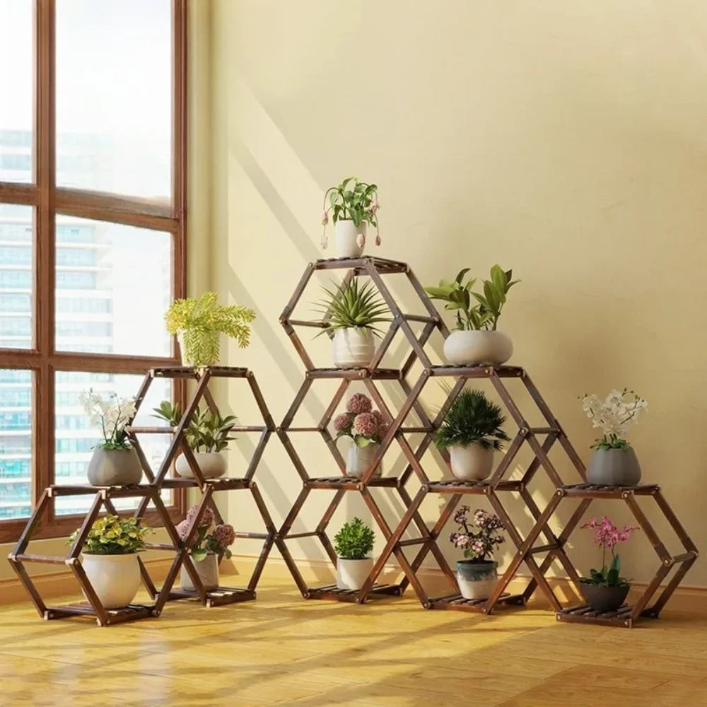 Solid Wood Plant Stand for Garden and Patio