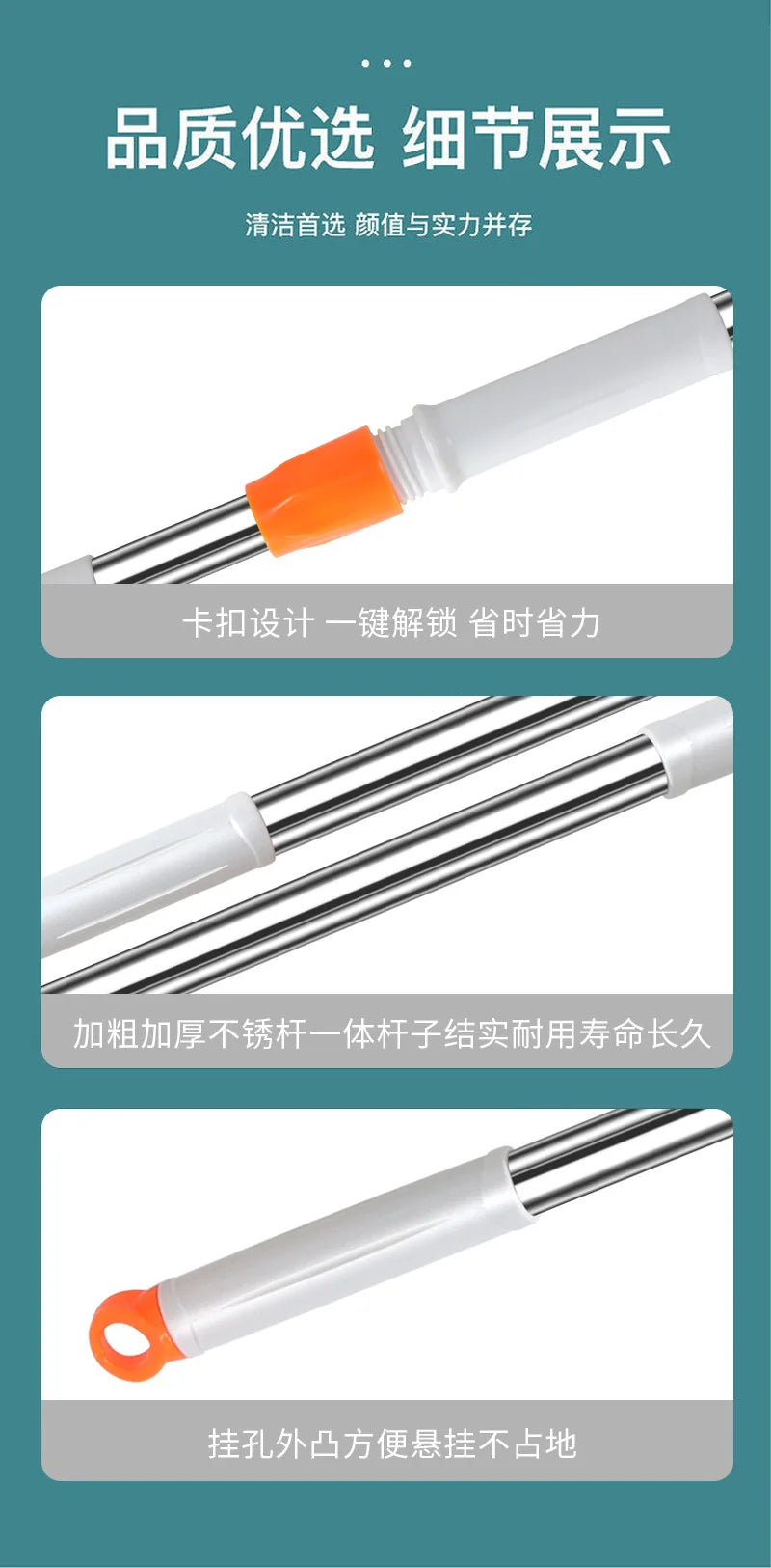 Telescopic window cleaning mop with microfiber squeegee, stainless rods UpTrend Deals on Tampa Home & Garden Store