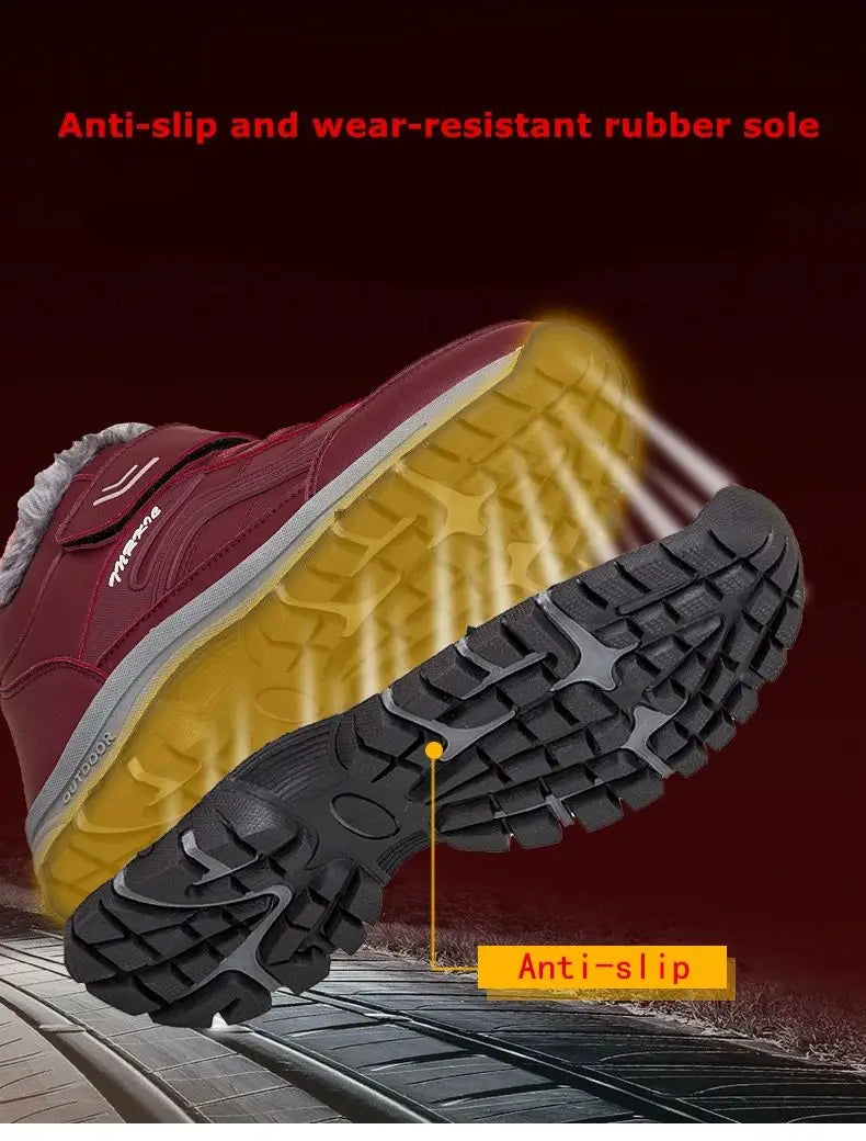 Winter boots for men UpTrend Deals waterproof warm outdoor shoes maroon upper with outsole on Tampa Home & Garden Store