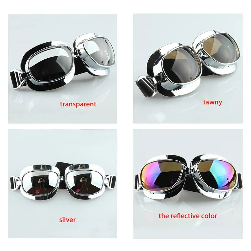 Motorcycle Goggles BikerZoneZ chrome frames; 4 lens options for Harley on Tampa Home & Garden Store
