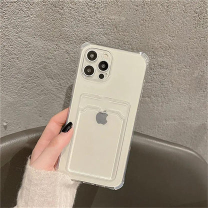 Transparent Card Slot Case For Iphone With Holder