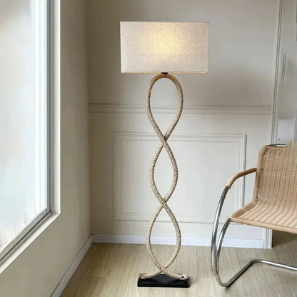 Hemp Rope Shade LED Floor Lamp Nordic Wabi Sabi