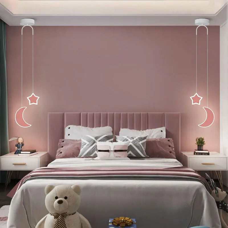 DecorBites Kids Star Moon Pendant Lamp; 2 ceiling pendants with star and crescent shapes on Tampa Home & Garden Store