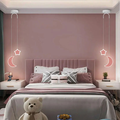 DecorBites Kids Star Moon Pendant Lamp; 2 ceiling pendants with star and crescent shapes on Tampa Home & Garden Store