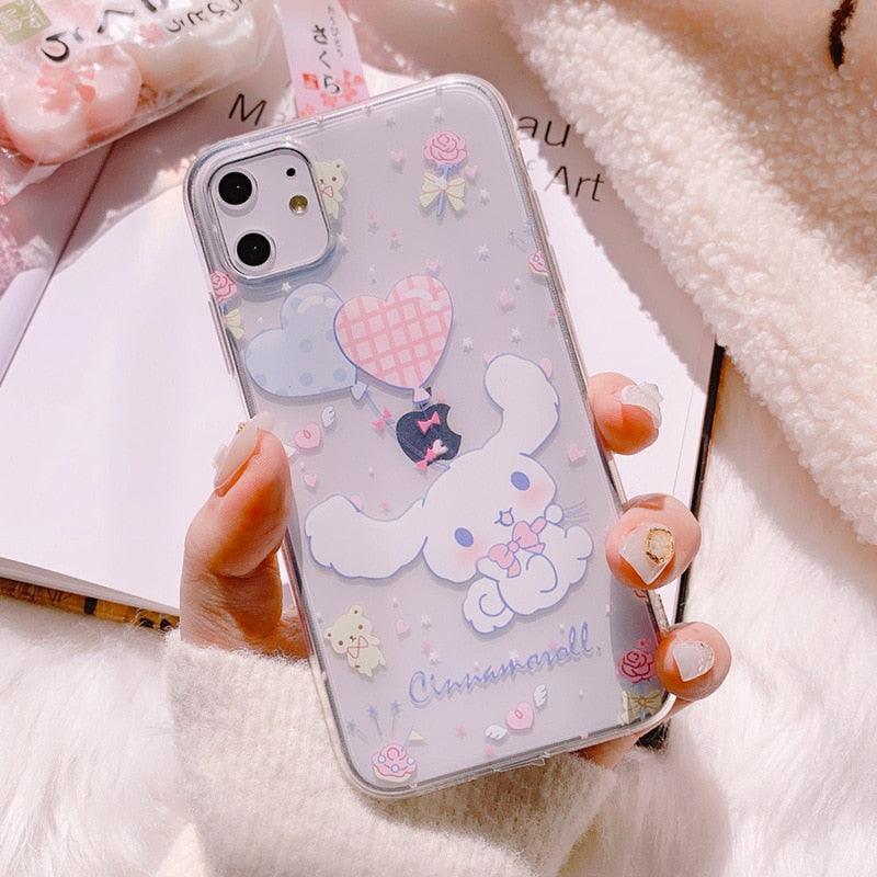 Cartoon bunny iPhone case by Stevvex ST88SCL554GBTT with pastel hearts and balloons on Tampa Home & Garden Store