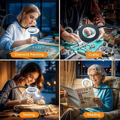 Perfecsy 10X LED magnifying lamp with clamp, black gooseneck for crafts and reading on Tampa Home & Garden Store