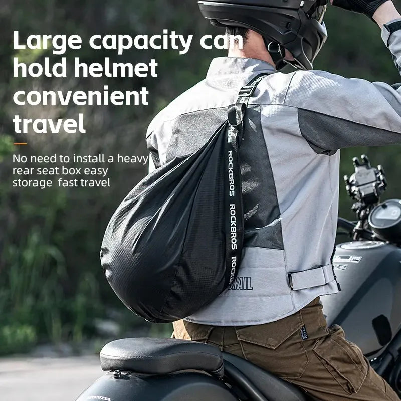 Motorcycle helmet backpack black large-capacity travel bag reflective strap BikerZoneZ on Tampa Home & Garden Store