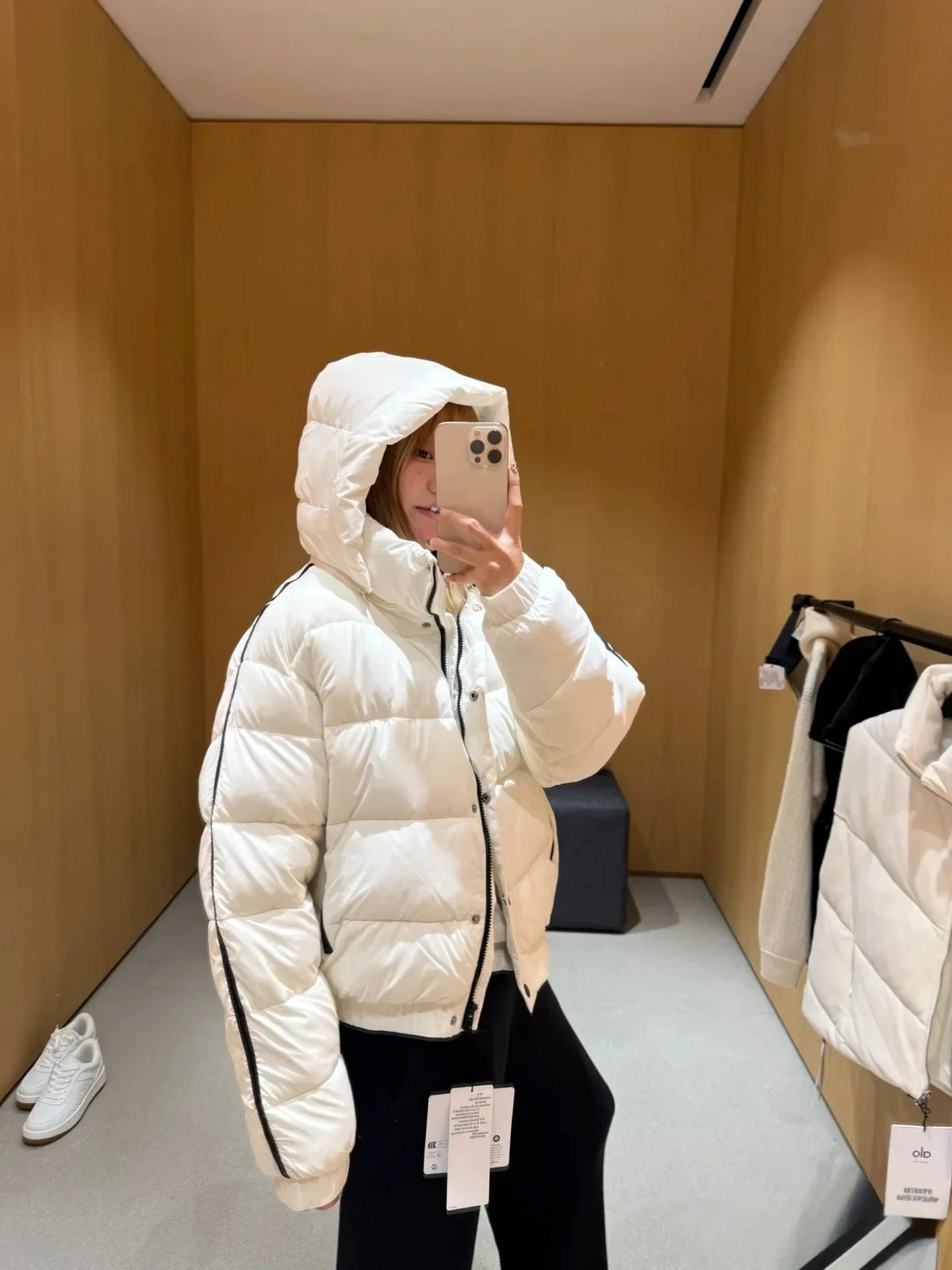 White women's hooded puffer jacket, thick warm padded coat by UpTrend Deals on Tampa Home & Garden Store