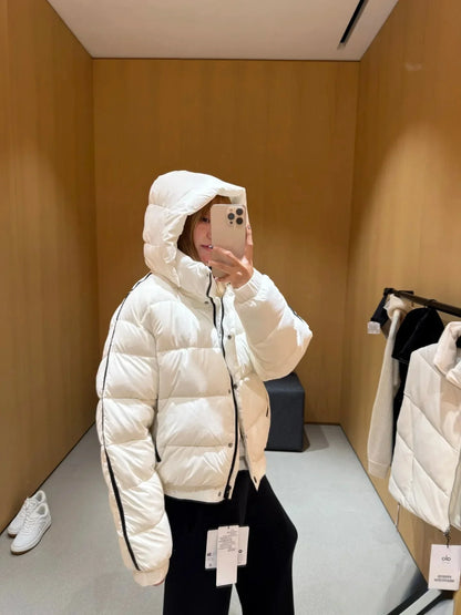 White women's hooded puffer jacket, thick warm padded coat by UpTrend Deals on Tampa Home & Garden Store