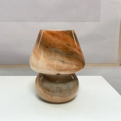 Perfecsy handmade glass mushroom table lamp with earthy brown beige gradient bedside decor on Tampa Home & Garden Store