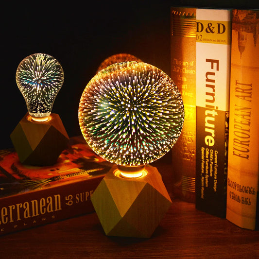 3D Fireworks LED Bulb E27 Vintage Retro Colorful Decorative Light ST64