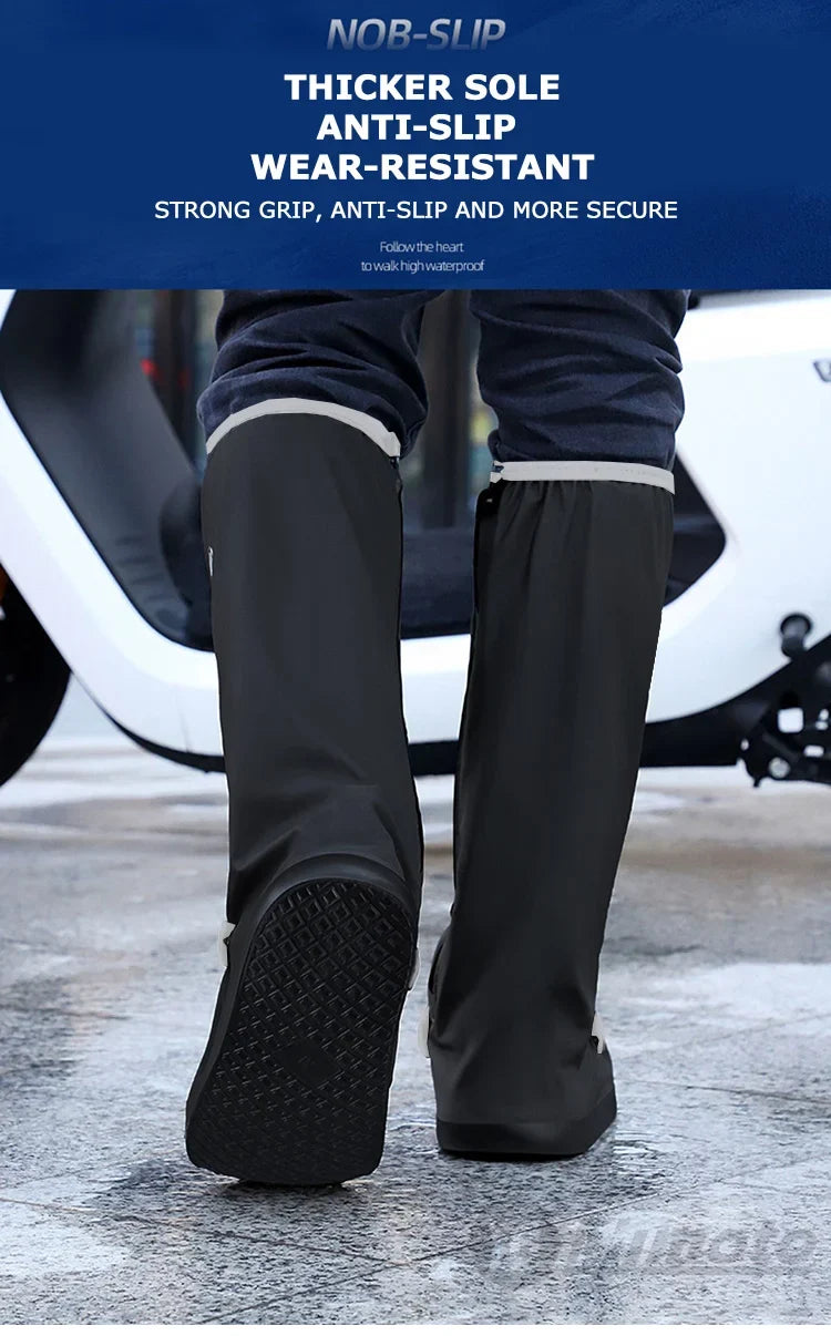 Motorcycle shoe cover pair by BikerZoneZ, dark gray waterproof anti-slip with textured sole on Tampa Home & Garden Store