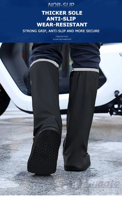 Motorcycle shoe cover pair by BikerZoneZ, dark gray waterproof anti-slip with textured sole on Tampa Home & Garden Store