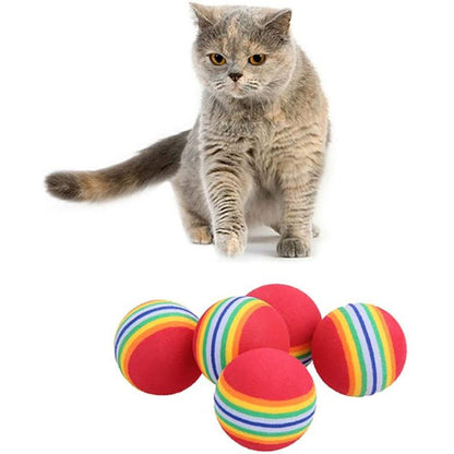 Cat toy rainbow ball set, 4 colorful striped balls for cats, Stevvex HM98PB334DSW on Tampa Home & Garden Store