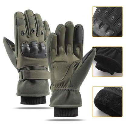 Winter windproof military motorcycle gloves olive green with knuckle protection and velcro cuff on Tampa Home & Garden Store