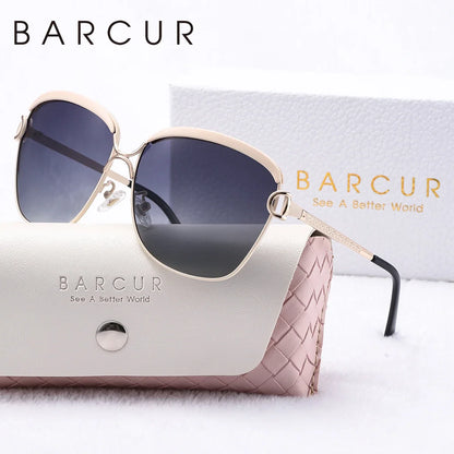 BARCUR sunglasses with metal frame, blue gradient lenses, UV400 polarized, gift box on Tampa Home & Garden Store