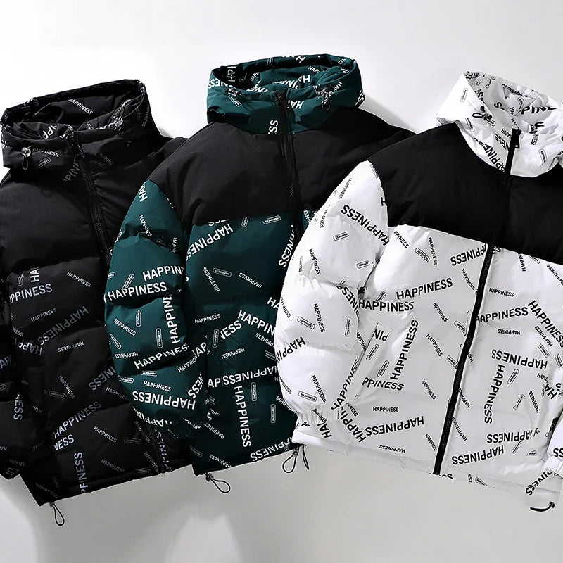 Men winter parka set of 3 in black teal white; cotton-padded hooded coats with UpTrend Deals on Tampa Home & Garden Store