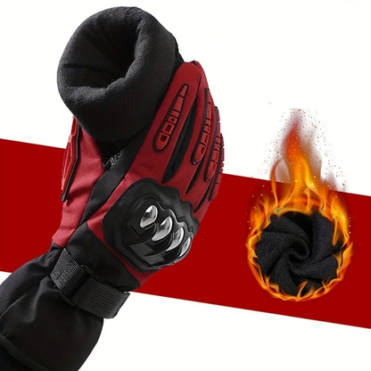 BikerZoneZ Winter Warm Waterproof Windproof Motorcycle Gloves red/black knuckle guard on Tampa Home & Garden Store
