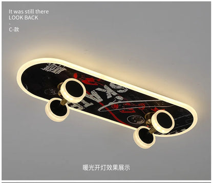Decorbites Kids Skateboard LED Ceiling Light with deck and ring LEDs around wheels on Tampa Home & Garden Store