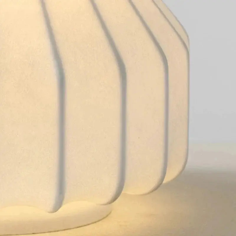 DecorBites LED fabric floor lamp with white segmented shade, warm glow, modern design on Tampa Home & Garden Store