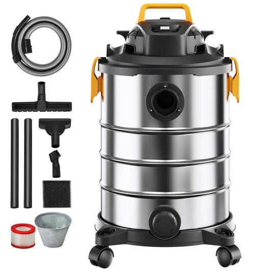 Stainless Steel Wet Dry Shop Vacuum Powerful Suction for Carpet Debris Pet Hair - Tampa Home & Garden Store