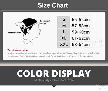 DOT Certification Half Helmet by BikerZoneZ size chart head-measurement S-XXL 55-64cm on Tampa Home & Garden Store