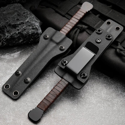 Compact Steel and Leather Camping Knife Tool
