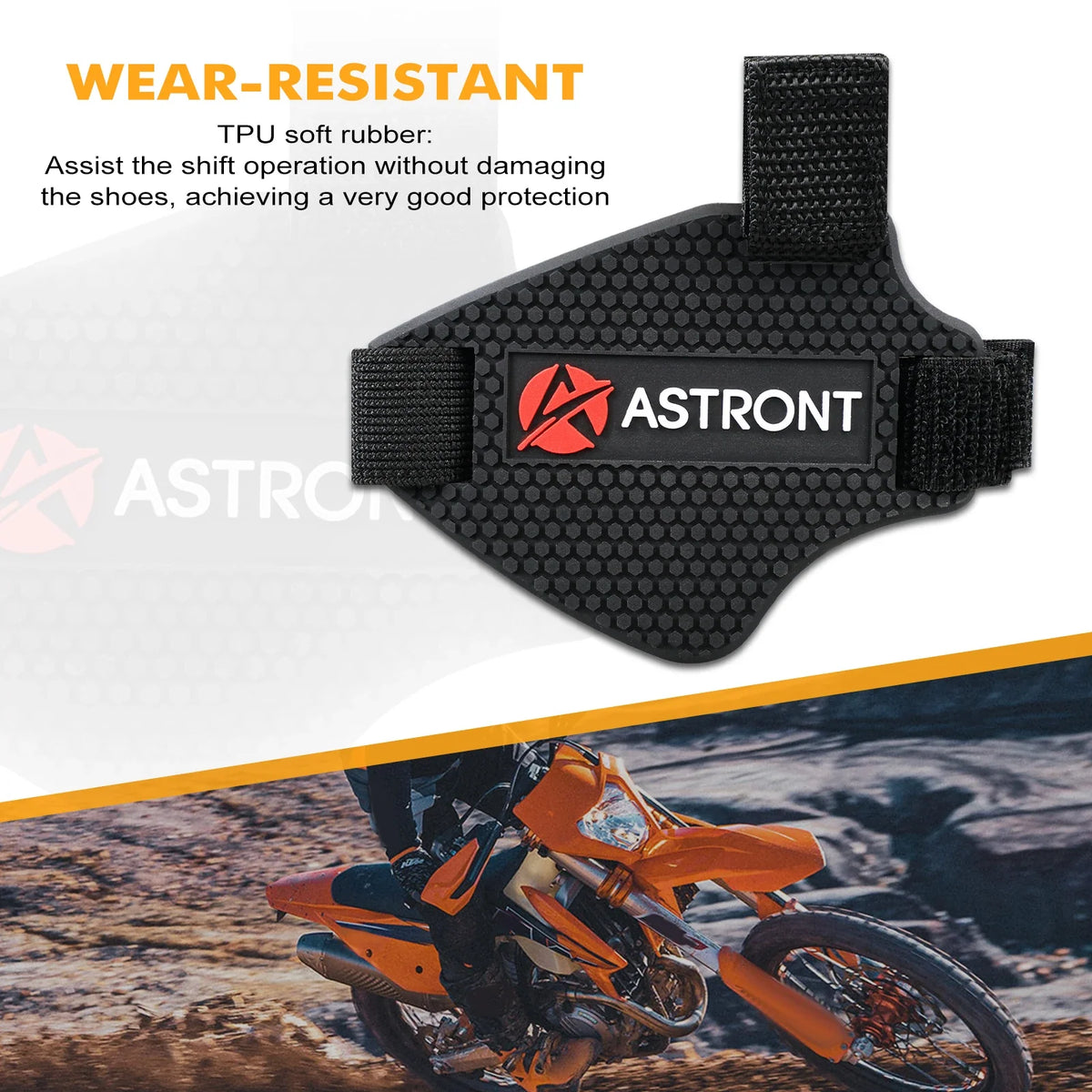 Motorcycle shift pad shifter cover, black TPU soft rubber, Astront on Tampa Home & Garden Store