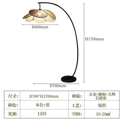DecorBites Japanese Rattan Floor Lamp for Villa