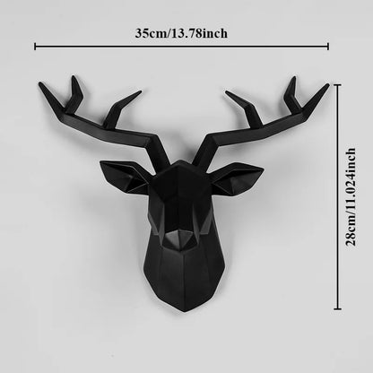 Perfecsy black geometric resin elk head wall mount with antlers, 35cm wide on Tampa Home & Garden Store