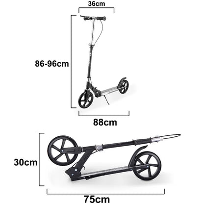 Foldable adult kick scooter with handbrake by UpTrend Deals; adjustable 86–96 cm, folded 75 cm on Tampa Home & Garden Store