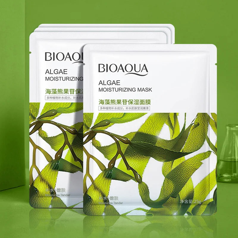 BIOAQUA Algae Moisturizing Mask sheets 2 packs green leaf design packaging on Tampa Home & Garden Store
