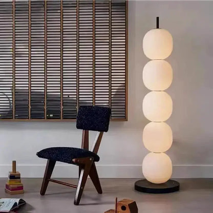 Gourd String Floor Lamp with White Glass Shade
