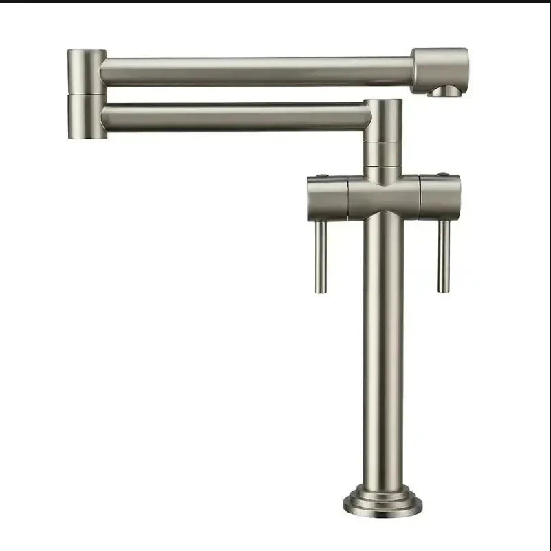 DecorBites kitchen faucet solid brass deck-mounted sink mixer with handles in brushed finish on Tampa Home & Garden Store