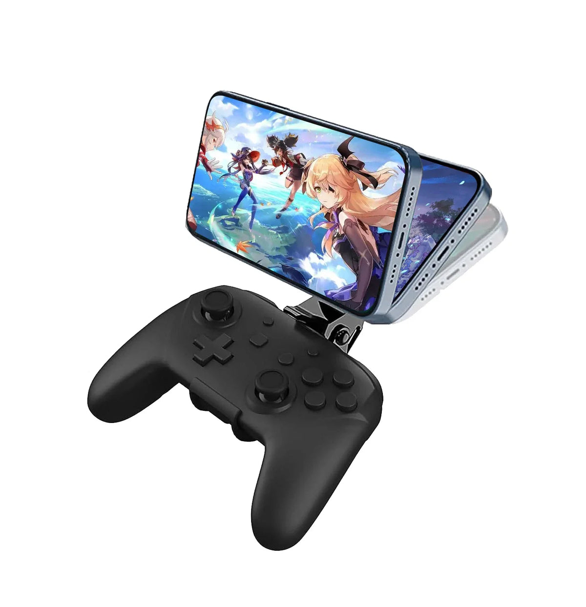 Magnetic phone clip for game controller with adjustable bracket holding a landscape smartphone on Tampa Home & Garden Store