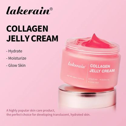 Collagen jelly cream jar in pink with Lakerain branding for hydrating glow skin on Tampa Home & Garden Store