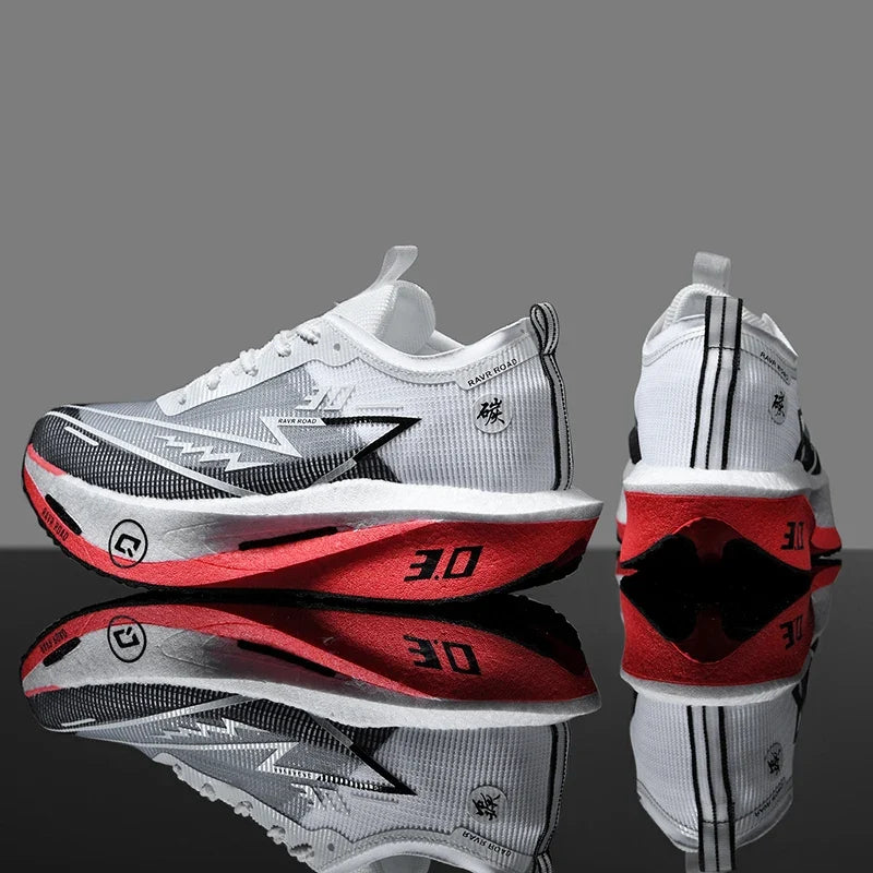 Running shoes EstaliosFit Cushioned Carbon Board, white mesh upper with red 3.0 midsole on Tampa Home & Garden Store