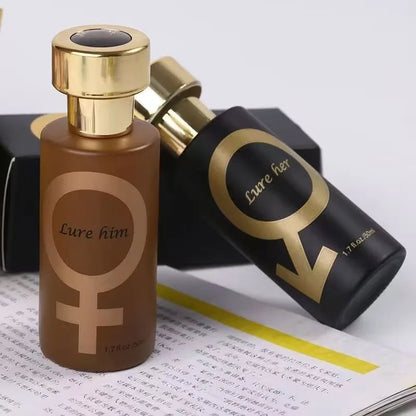 Pheromone Midnight Temptation unisex perfume duo bottles brown and black with gold caps on Tampa Home & Garden Store