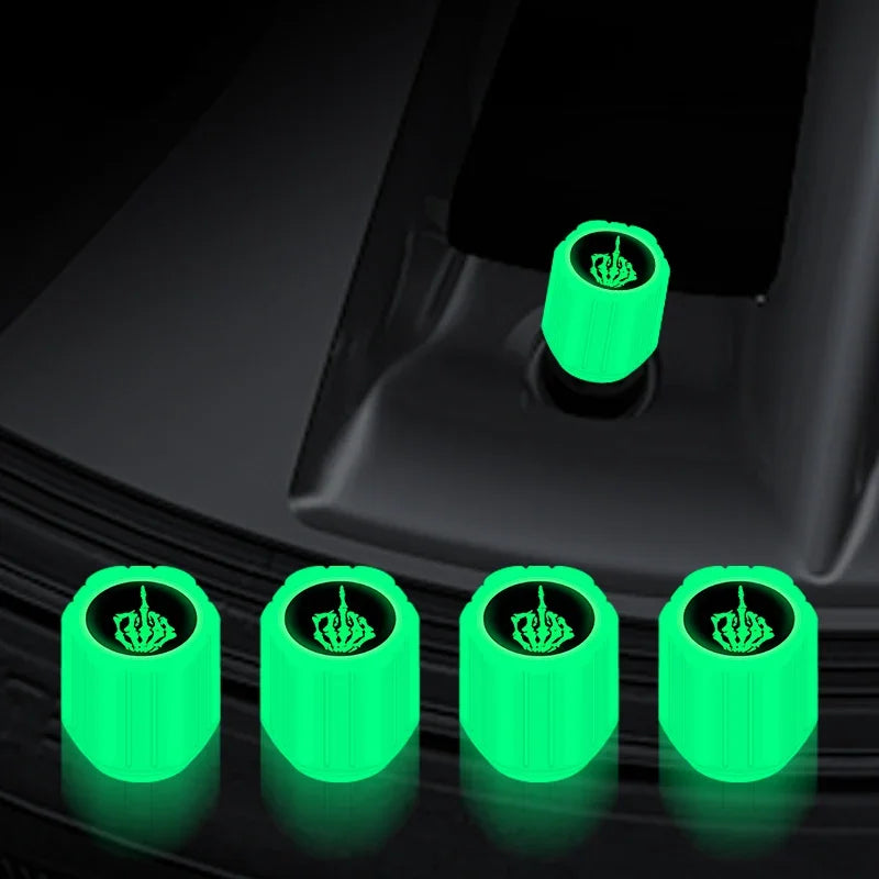 4pcs Luminous valve stem caps by BikerZoneZ, neon green glow, fits standard valves set of 4 on Tampa Home & Garden Store
