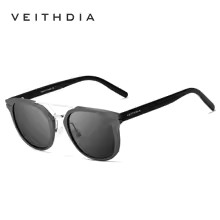 Sunglasses round metal frame polarized UV400, black temples, VEITHDIA logo on Tampa Home & Garden Store