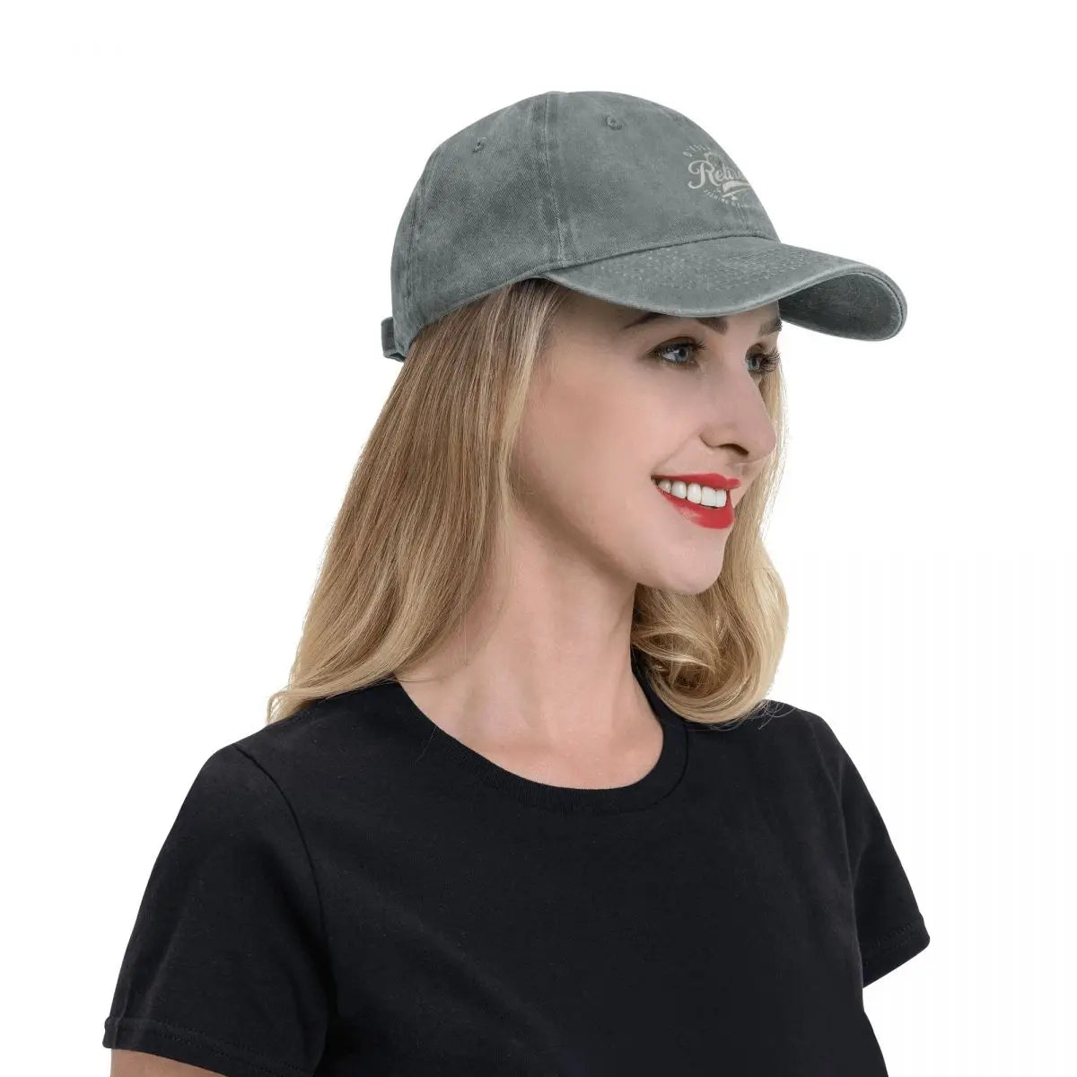 Gray distressed baseball cap by BikerZoneZ, adjustable strap back on Tampa Home & Garden Store