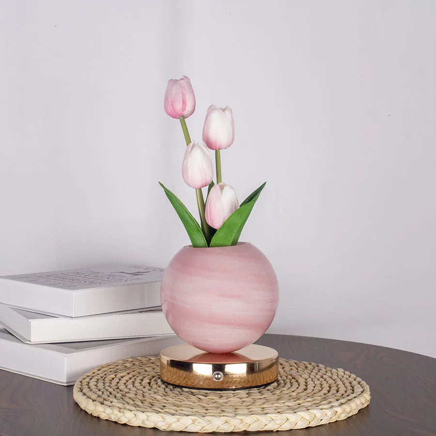 Tuliora | LED Tulip Night Light with Planet Bouquet Bedroom Ambient Decor
