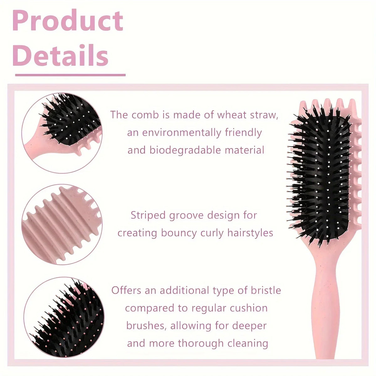 Detangling candy brush Silcy Skin pink handle, black bristles, cleaning claw for curly hair on Tampa Home & Garden Store