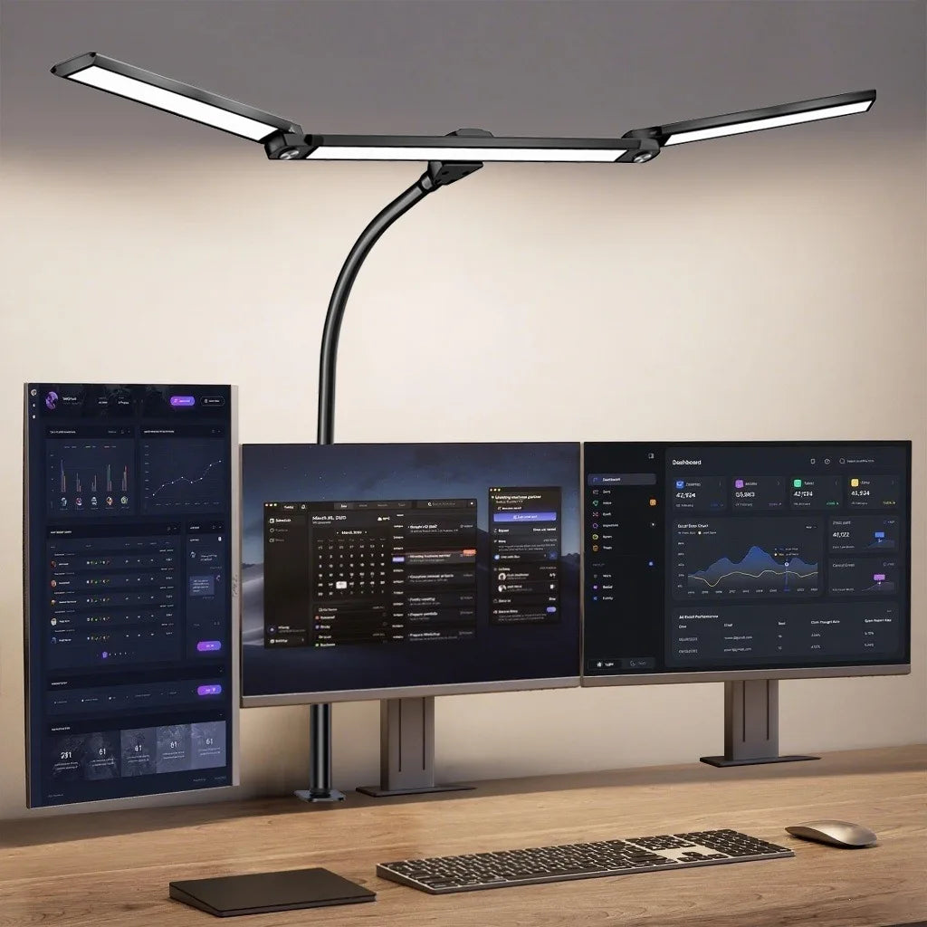 Perfecsy LED Desk Lamp with Clamp, black gooseneck, 24W ultra-bright with remote dimming on Tampa Home & Garden Store