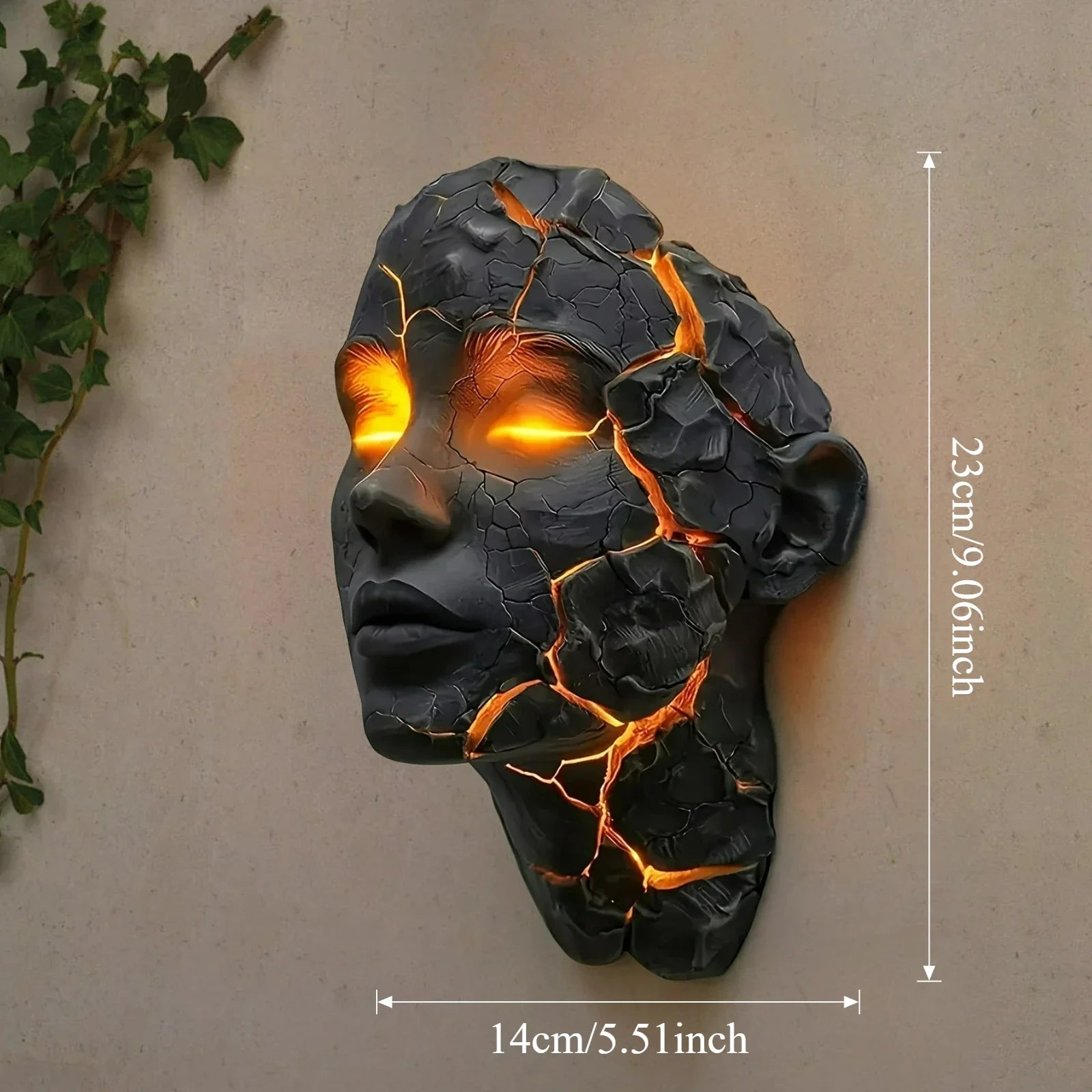 Cracked Soul wall lamp lava resin sculpture with glowing orange veins by Perfecsy decor on Tampa Home & Garden Store
