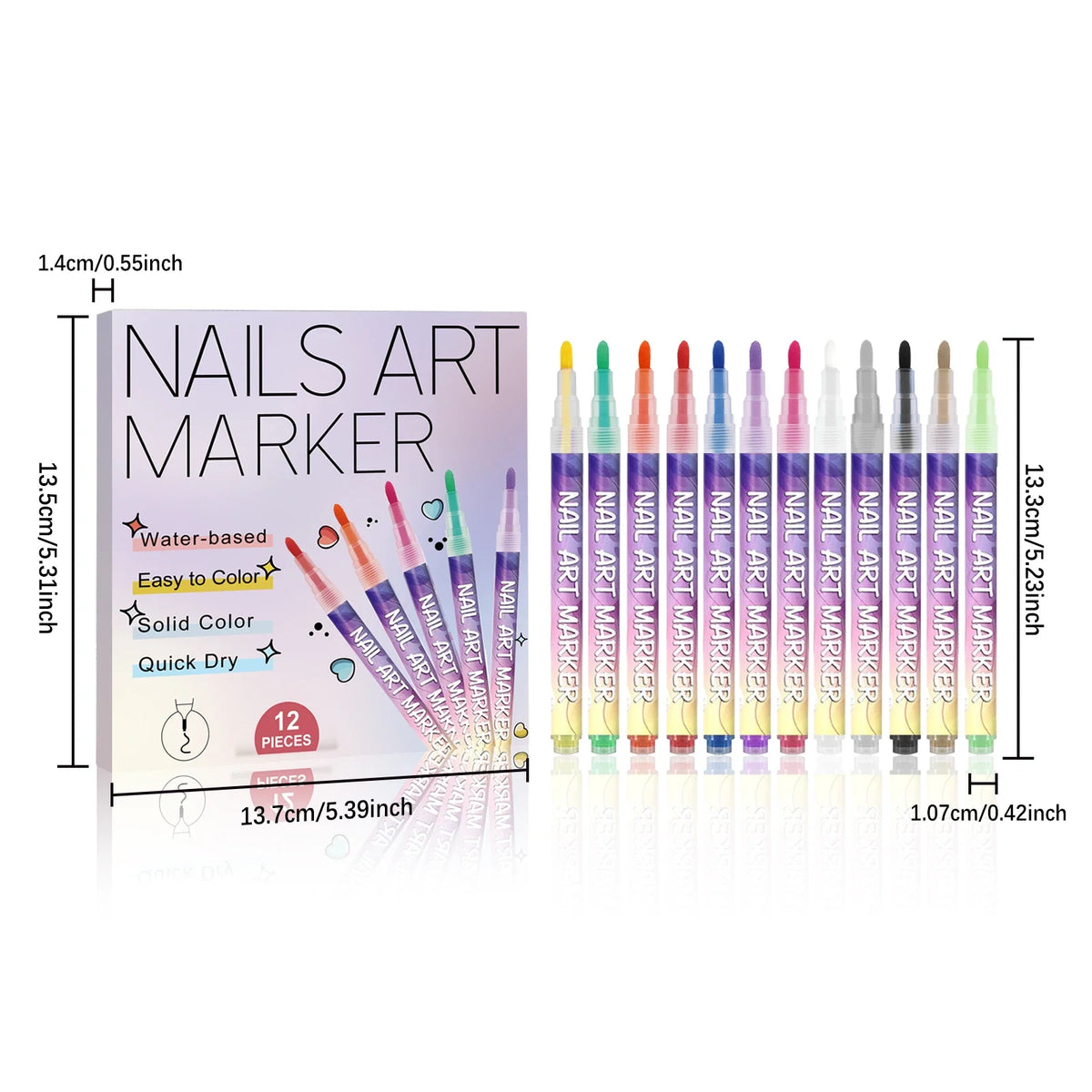 12pc Nail Art Marker set Silcy Skin with multicolor graffiti pens for DIY nails on Tampa Home & Garden Store